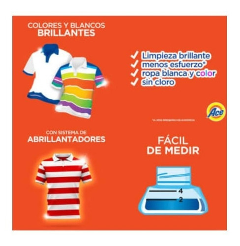 Detergente Para Ropa Líquido Ace Limpieza Completa 8.5 Litro