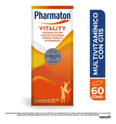 Pharmaton Vitality Suplemento Ginseng Vitamina Minerales 60c