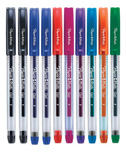 Boligrafos Paper Mate De Gel 10 Piezas Punta Fina De 0.7 Mm