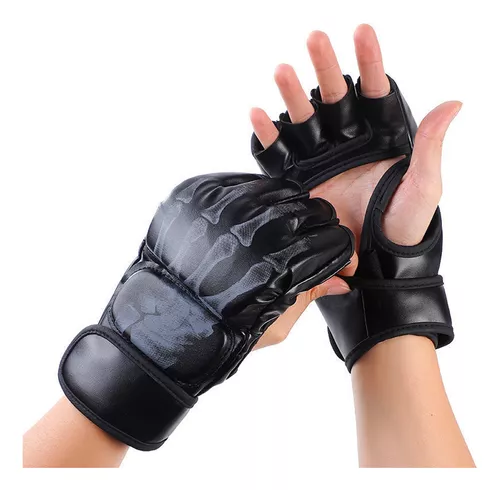 Mma-guantes de medio dedo para hombre y mujer, manoplas