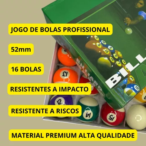 Jogo De Bolas De Bilhar Sinuca Snooker 52mm Bolão 54mm