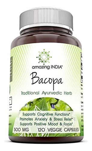 Bacopa 500 Mg 120  Capsulas Vegetales Suplemento Natural