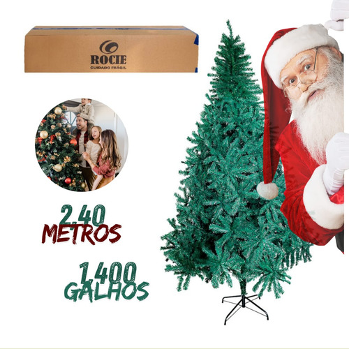 Árvore de natal tradicional Rocie 2,40m 1400 Galhos cor verde escuro