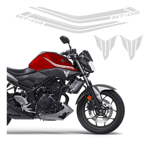 Adesivo Yamaha Mt-03 2016/2018 Faixas Tanque Prata Resinado