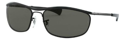 Óculos de sol polarizados Ray-Ban Olympian I Deluxe Standard armação de metal cor polished black, lente green de cristal clássica, haste polished black de metal - RB3119M