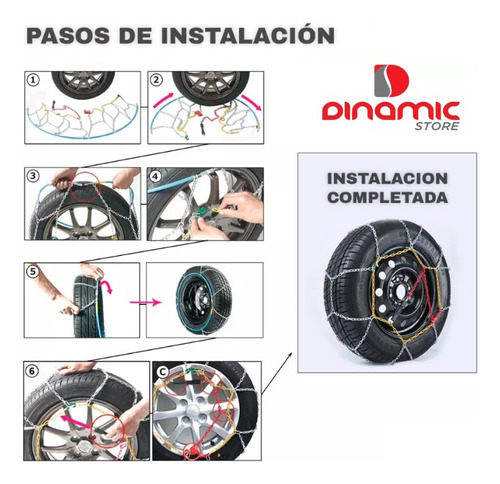 Imagen 5 de 9 de Cadenas Para Nieve Y Barro 12mm Rodado 13 14 15 16 17 Auto