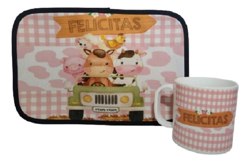 Taza + Individual Personalizada Regalos Souvenir Cumples X10