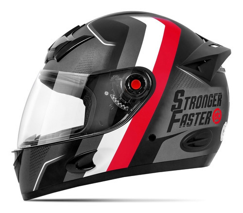 Capacete De Moto Feminino Etceter Stronger Faster Fosco Cor Cinza/Vermelho Tamanho do capacete 58