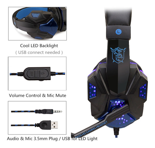 Auriculares Con Cable Para Juegos Sy830mv Con Micrófono, Aux