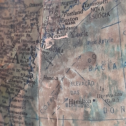 Imagem 6 de 9 de Globo Terrestre Antigo Grande Metal E Papel Mache. Lindo