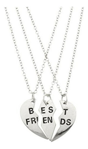 Collar -  Best Friends Bff Forever Heart (3pc) Necklace Set
