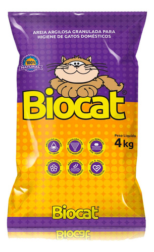 Areia Higiênica Caixa De Areia Biocat Fina Natural 4 Kg