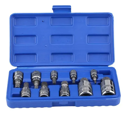 Juego De 10 Llaves De Vaso De 12 Puntos - Incluye Medidas 1/2", 3/8" Y 1/4" (Acero Templado)