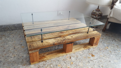 Mesa Ratona Pallet C/ruedas Y Vidrio + Envios