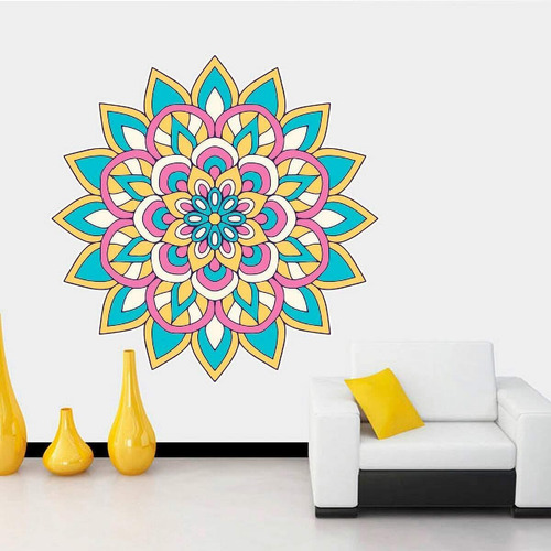 Adesivo De Parede Mandala Colorida 37-m 60x60cm