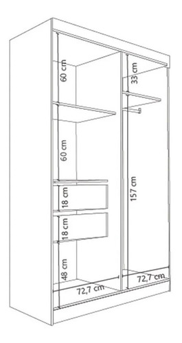 Imagen 5 de 10 de Ropero Placard Placar Gris 2 Puertas 2 Cajones 210x150 Delos