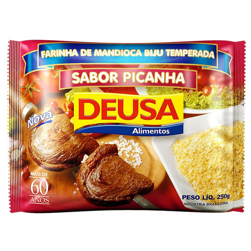 5 Farinha De Mandioca Temperada Biju Sabor Picanha 250g