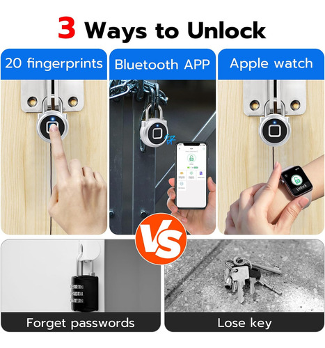 Cerradura De Huella Digital, Dhiedas Gym Lock, Bluetooth ...