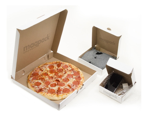 50 Cajas Pizza 18x18x4.5cms Carton Microcorrugado Blanca Color Blanco