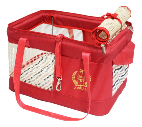 Bolsa de transporte aéreo para pets vermelha modelo latam 40x28x25 cm