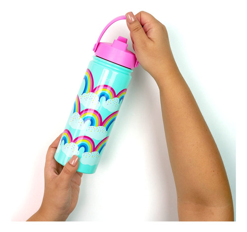 Yoobi Rainbow Sprinkles - Botella De Agua 18 Onzas Con Pop