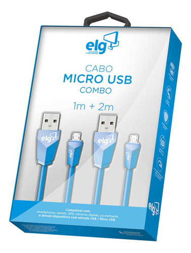 Kit De Cabos Micro Usb 1m E 2m ELG Cmb512be