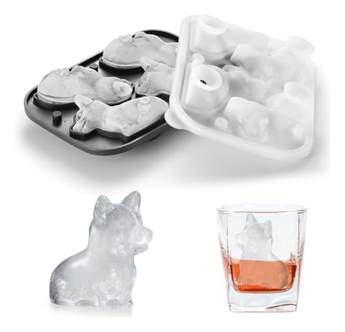 Molde Hielo Corgi 3d, Formas Divertidas, Grande Para Whisky.