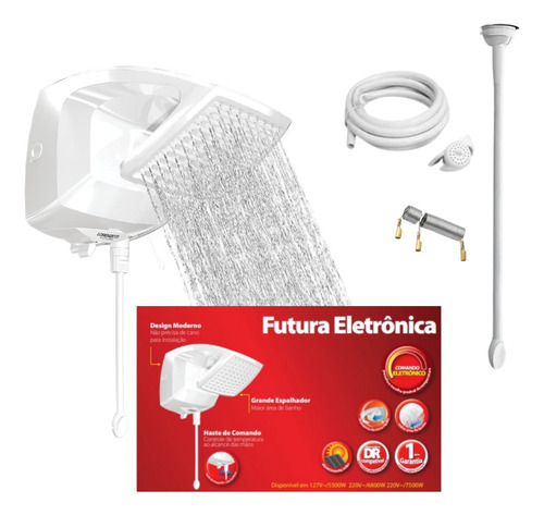 Chuveiro Ducha Eletrônica Com Haste Futura Lorenzetti 