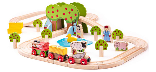 Bigjigs Rail, Juego De Tren De Madera De Animales De Granja,