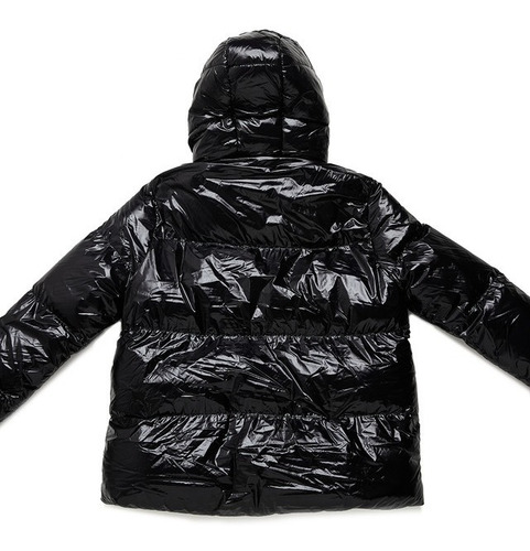 Imagen 9 de 10 de Campera Abrigo Reves Svart Mujer Moda Con Capucha Vinilica