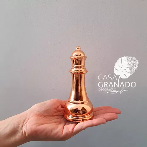 Decoração Enfeite Peça Xadrez Rosegold Rainha Porcelana