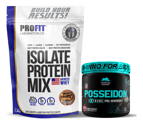 Whey Protein 1,8kg Chocolate Com Amendoim + Pré Treino 250g