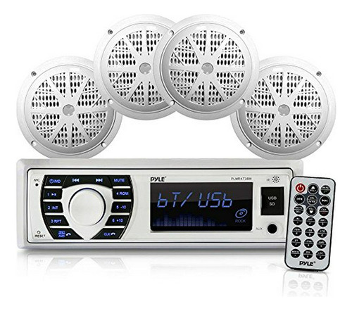 Set De Radio Marino Pyle 12v Bluetooth Impermeable Con 4 Alt