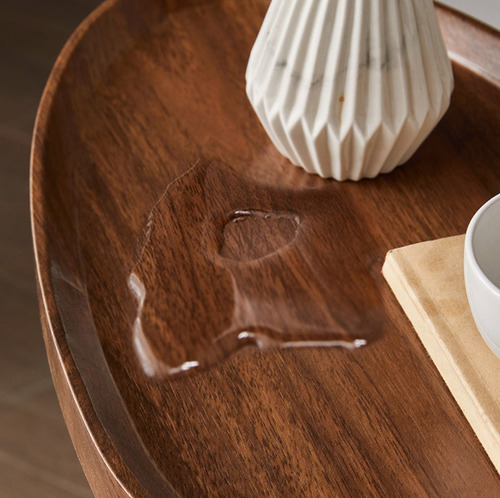 Mesa De Centro Elipse Living Vanguardia Madera Nactural Color Marrón Oscuro