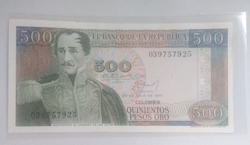 Billete De 500 Pesos, Primera Fecha, Año 1977 Estado 9.5