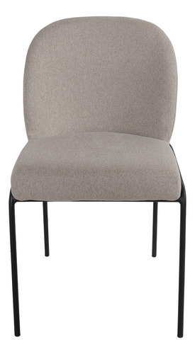 Silla De Comedor Tapizada Gris Claro Moderna Minimalista Estructura de la silla Negro Diseño de la tela Liso