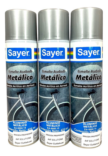 Pintura Para Metal En Acabado Metalico Aluminio Sayer 3 Pzas