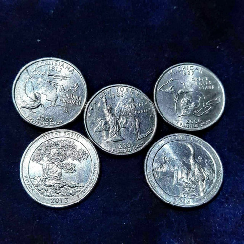 Monedas Usa Conmemorativas Diversas. 5 Quarter + 1 De 5 Cent