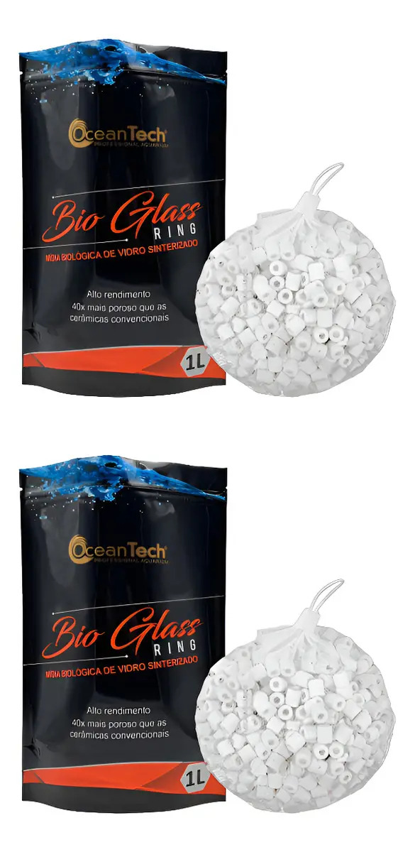 Mídia Filtrante Biológica Ocean Tech Bio Glass Ring 1L Aquário