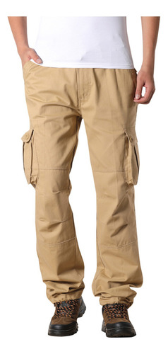 H6 Pantalón Hombre Tallas Grandes Algodón Puro Multi-bolsill