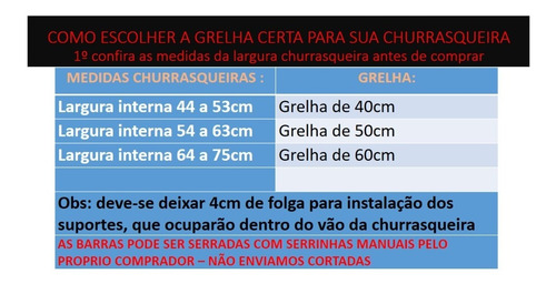 Grelha Argentina Inox 60cm + Suportes Churrasqueira Até 90cm