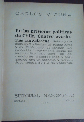 En Las Prisiones Políticas De Chile Carlos Vicuña