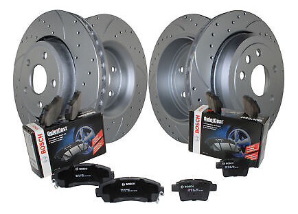 Front And Rear Brake Kit Drilled Disc Rotors Bosch Ceram Lld