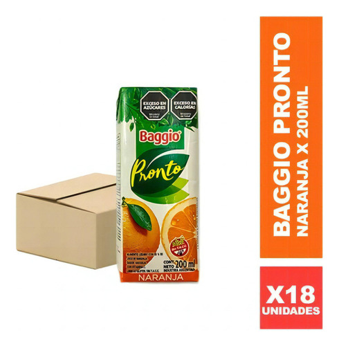 Jugo Baggio Pronto Naranja 200cc - Caja X18