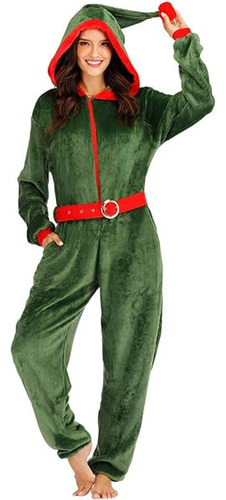 Disfraz Elfo Para Mujer Disfraz Navidad Pijama Elfo Verde Tr