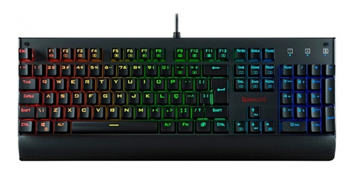 Teclado gamer Redragon Kala K557RGB QWERTY Outemu Black português Brasil cor preto com luz RGB