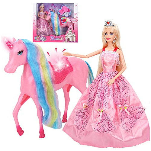 Bettina Magical Light Unicorn Princess Dolls Set, Unicorn To