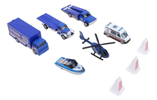 Juego De 6 Juguetes Blue Emergency Playset Para Coche De Bom