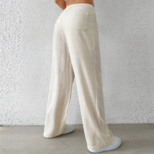 Algodón De Cintura Media Casual De Color Liso Para Mujer Y