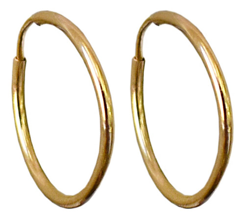 Aritos Argollas Oro 18k Lisas 16mm Nenas Mujer Joyas Mayre